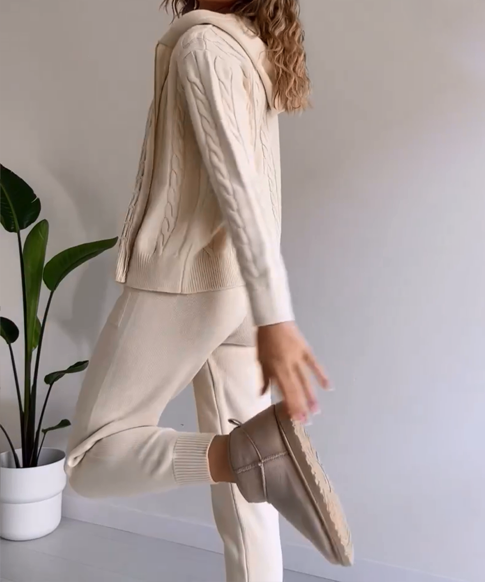 Sophia Zweiteiliges Set mit Strickjacke und lässigem Strickpullover in Jacquard