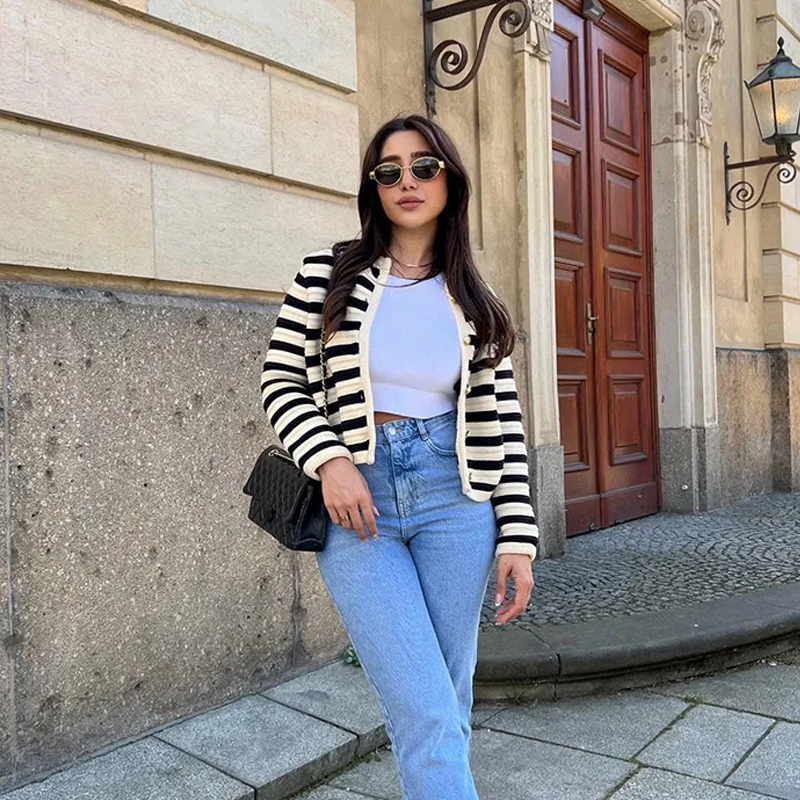 Loes | Gestreifter modischer Cardigan