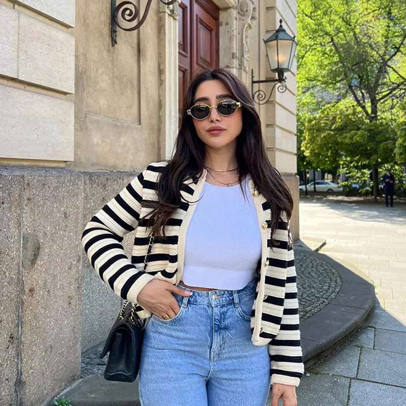 Loes | Gestreifter modischer Cardigan