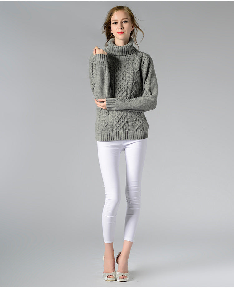 Andie | Damen Rollkragenpullover mit langen Ärmeln und Kabelstrick