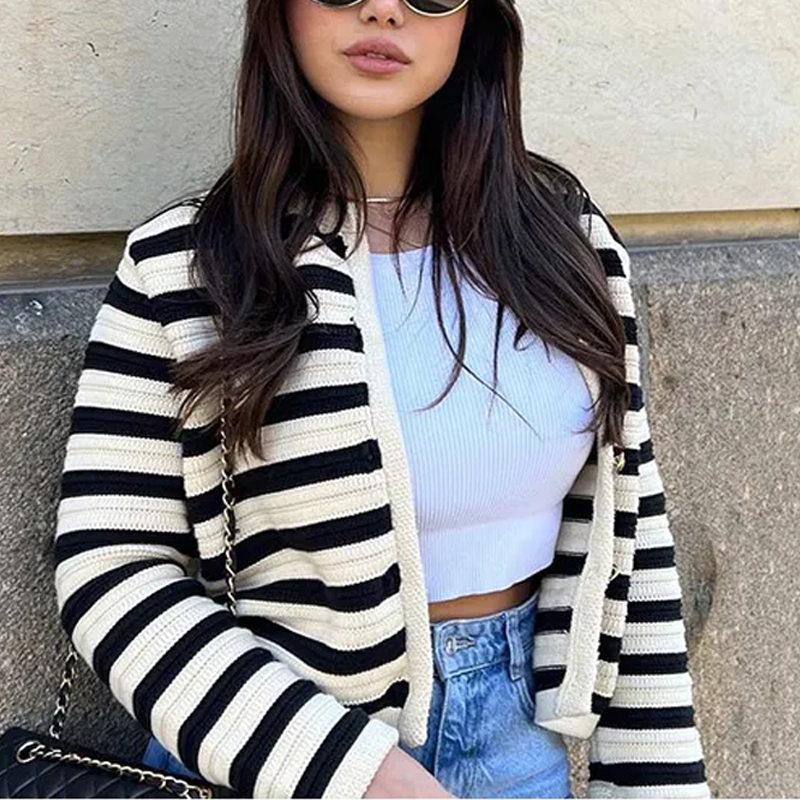 Loes | Gestreifter modischer Cardigan
