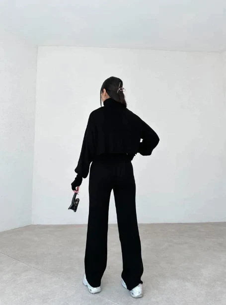 Alicia | Strick-Rollkragenpullover und Hosen-Set