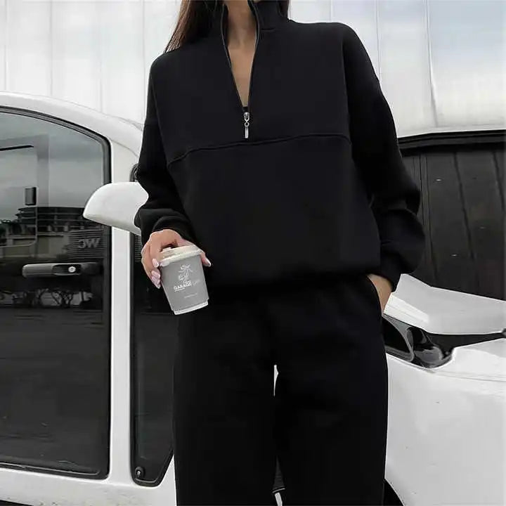 Dianna | Neu Polokragen Mode Sweatshirt Anzug