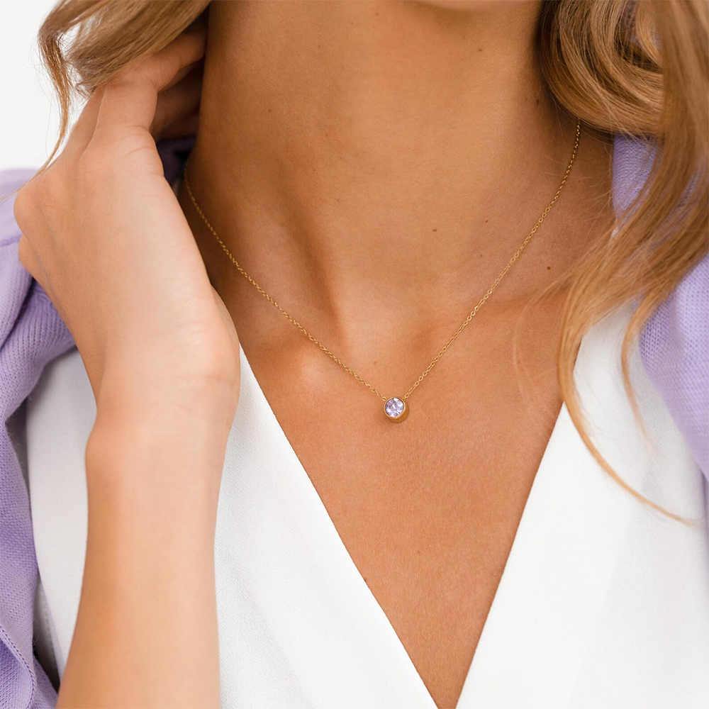 Halskette mit Geburtsstein | Edelstahl