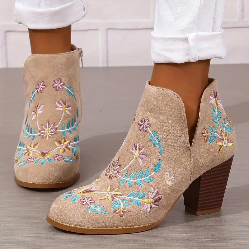 Dane-2 | Damen-Stiefeletten mit Blumenstickerei