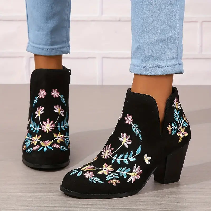 Dane-2 | Damen-Stiefeletten mit Blumenstickerei