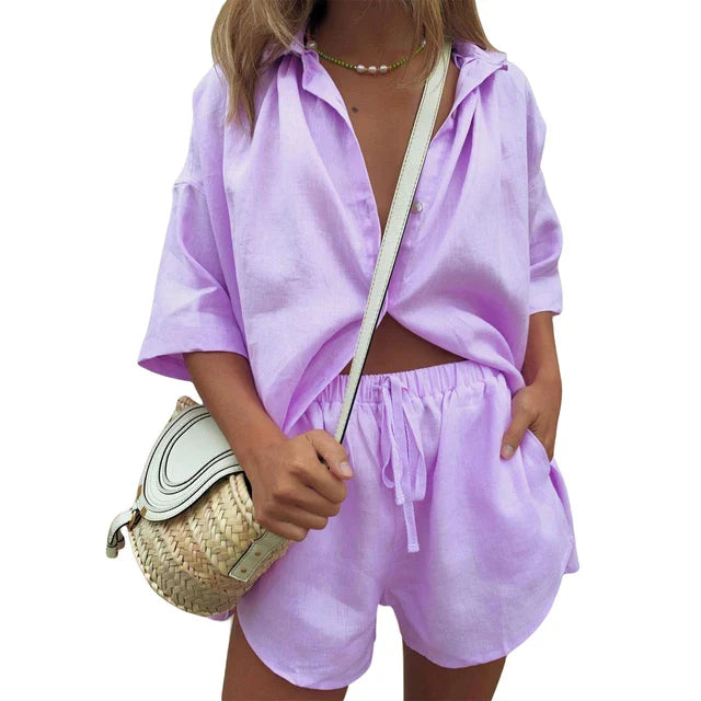 Bren | Klassisches Langarm-Polo und Shorts mit Kordelzug