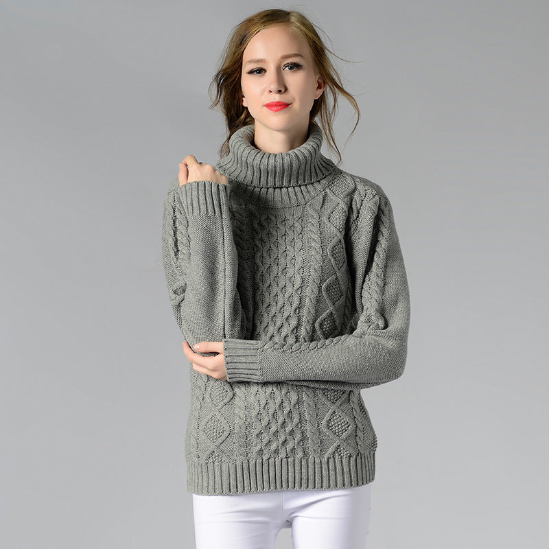 Andie | Damen Rollkragenpullover mit langen Ärmeln und Kabelstrick