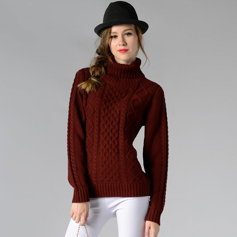 Andie | Damen Rollkragenpullover mit langen Ärmeln und Kabelstrick