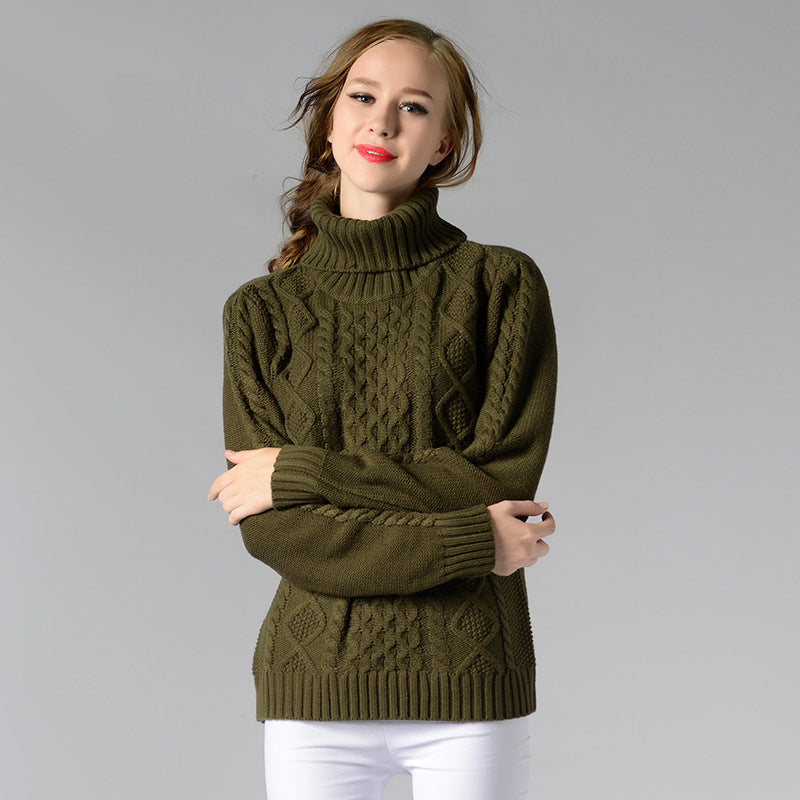 Andie | Damen Rollkragenpullover mit langen Ärmeln und Kabelstrick