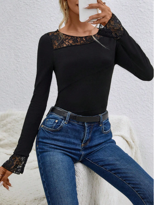 Gabbi | Das langärmelige rosa Oberteil mit Paillettenmuster