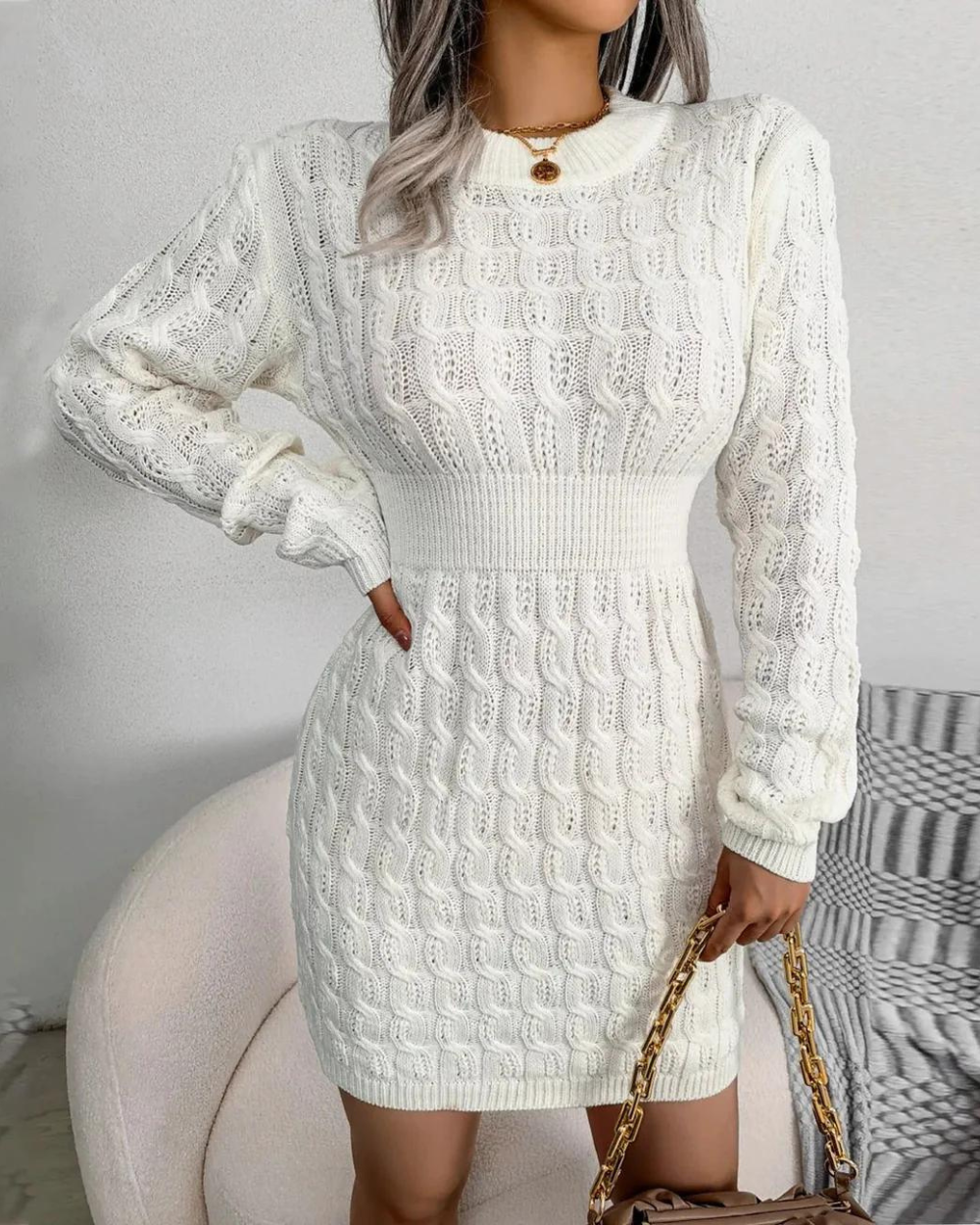 Jax | Pulloverkleid mit Rundhalsausschnitt und hoher Taille für Damen