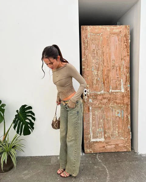 Annmarie | Das langärmelige rosa Oberteil mit Paillettenmuster