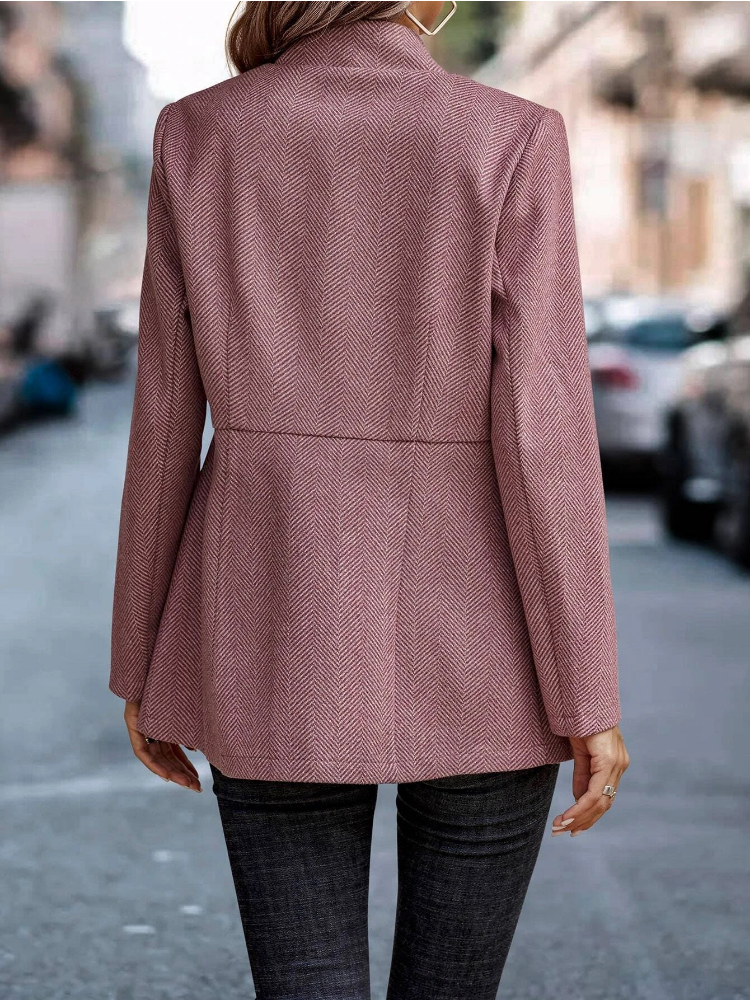 Roseva Moderne pink ensfarvet langærmet blazerjakke