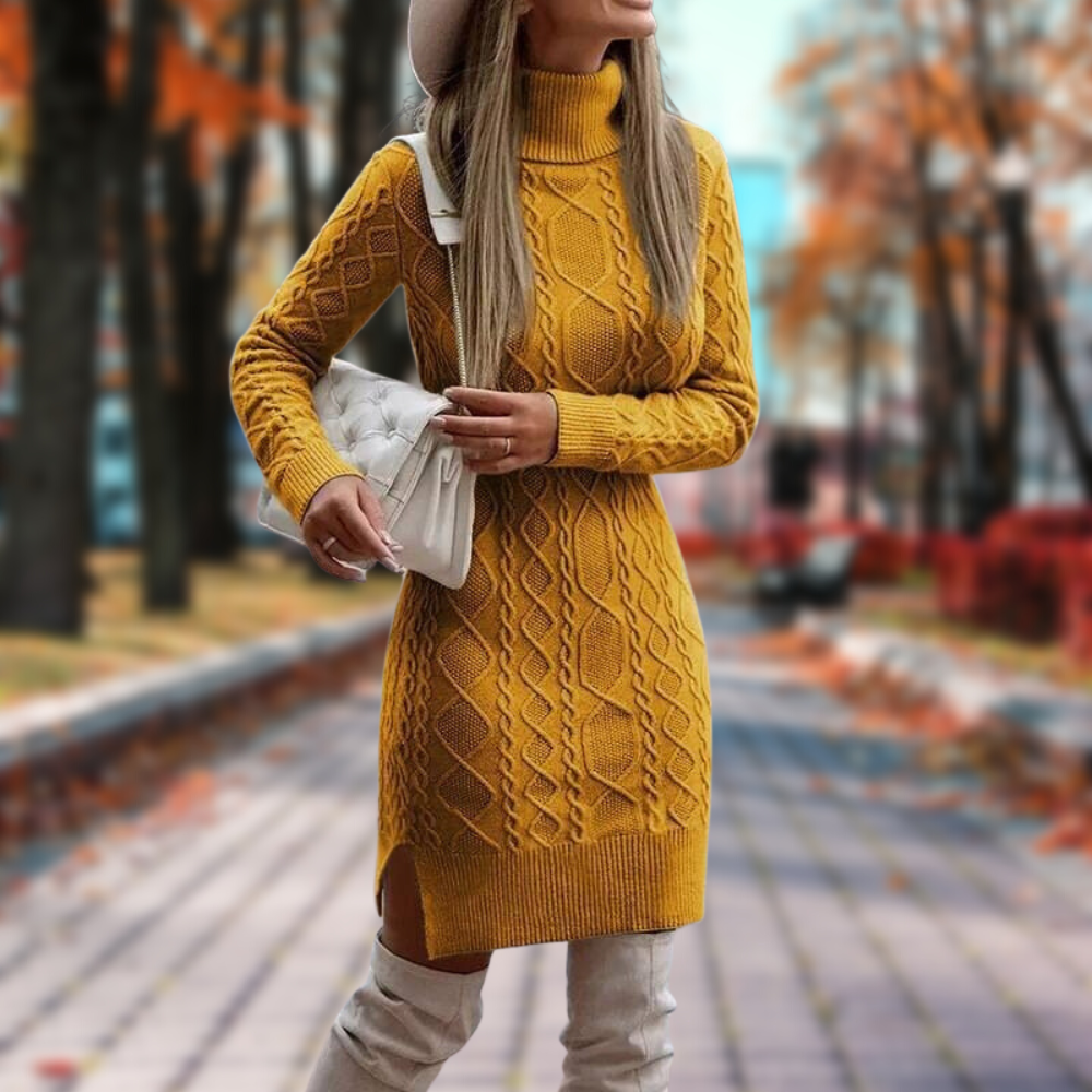 Jaimee Kleid | Gestricktes Winterkleid mit Rollkragen