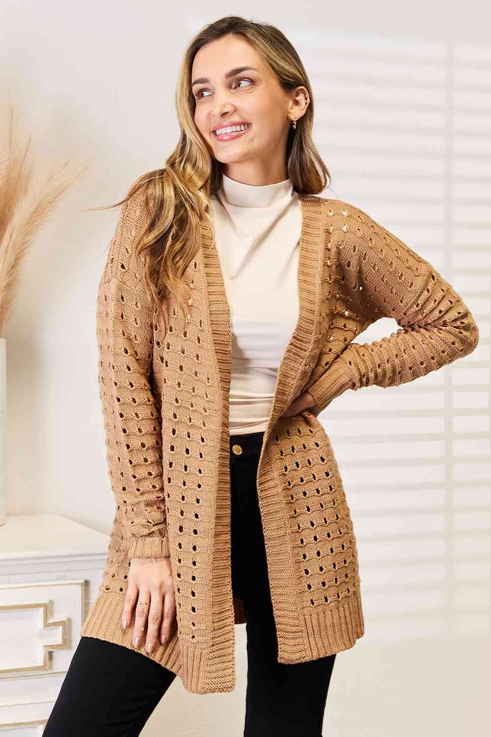 Alexa | Horizontal gerippte Strickjacke mit offener Vorderseite