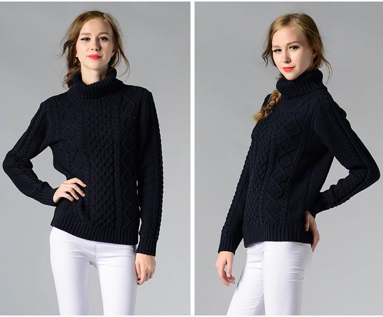 Andie | Damen Rollkragenpullover mit langen Ärmeln und Kabelstrick