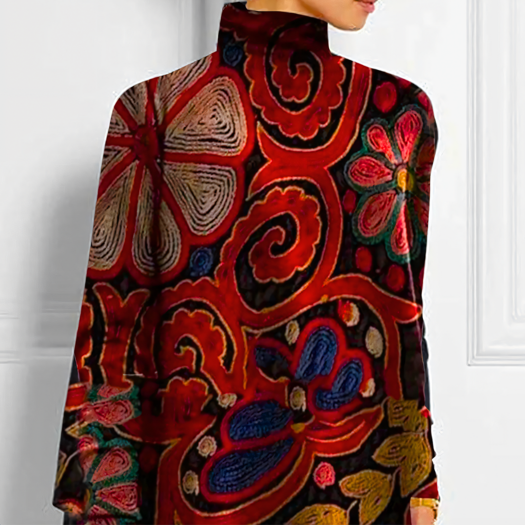 Cayla | ELEGANTES DAMEN-TOP MIT VINTAGE-MUSTER