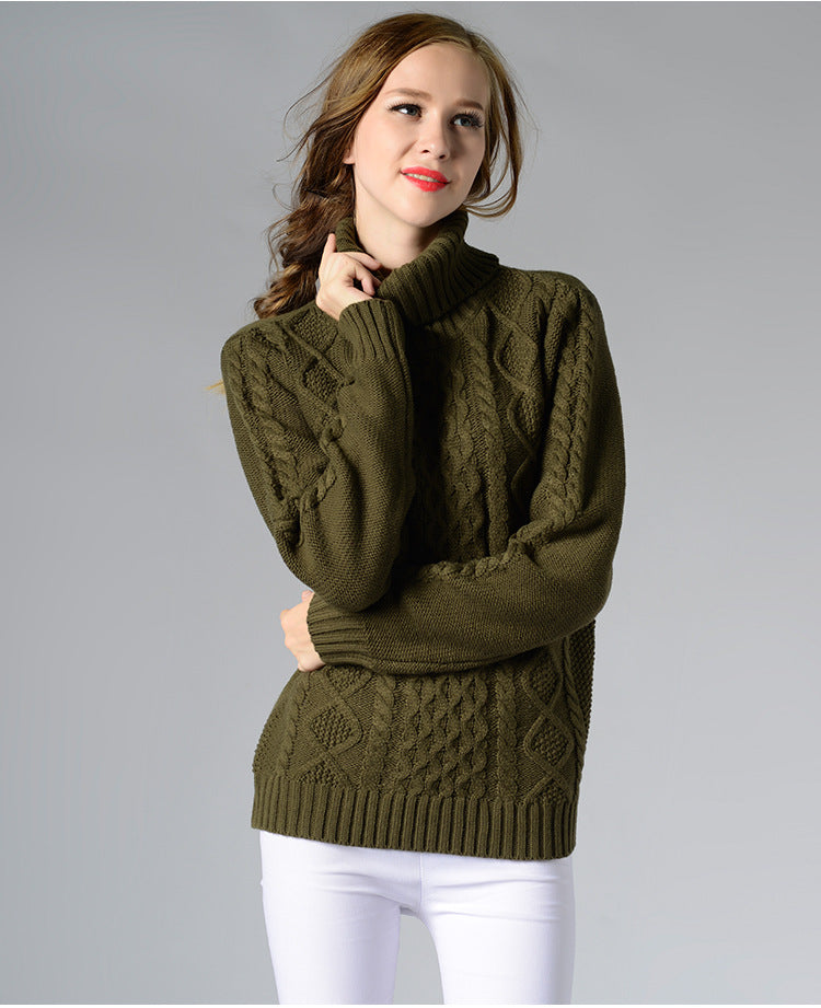Andie | Damen Rollkragenpullover mit langen Ärmeln und Kabelstrick