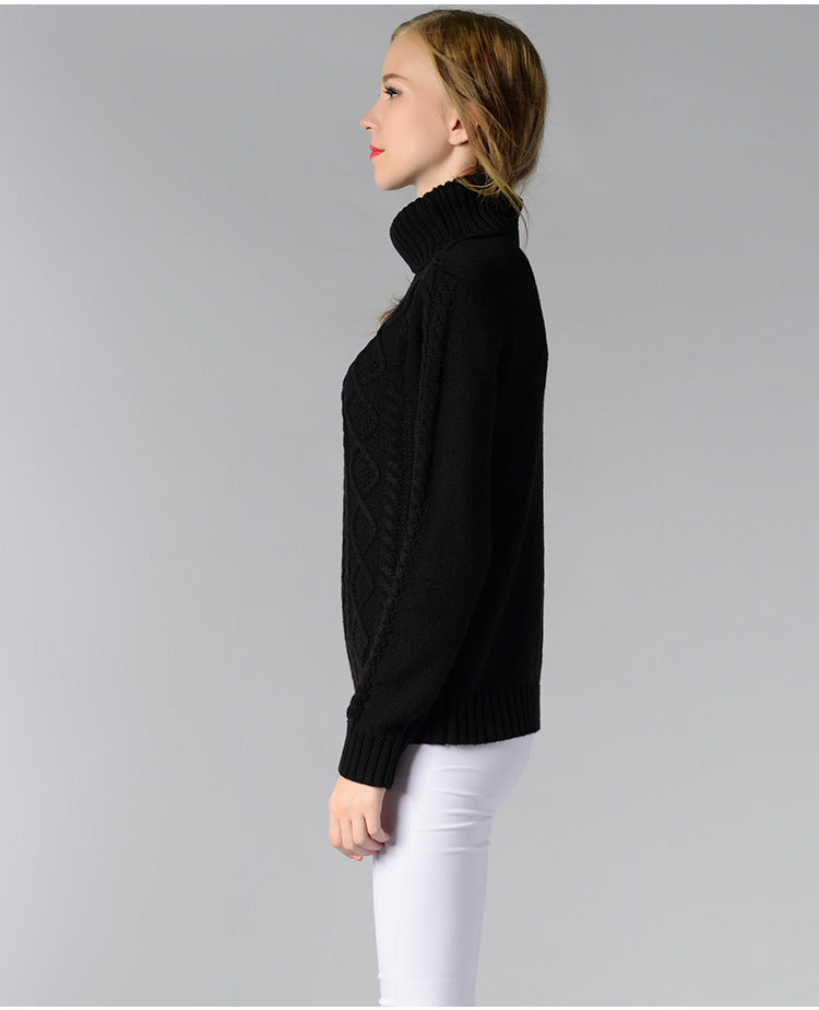 Celina | Damen Pullover mit Zopfmuster und Rollkragen und langen Ärmeln