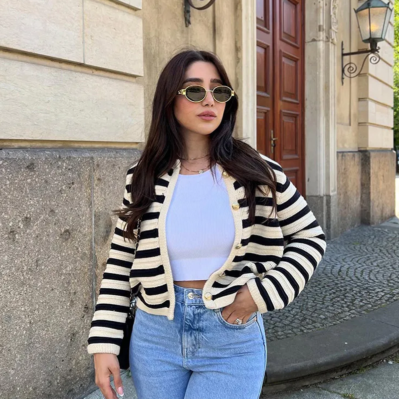 Loes  | Gestreifter modischer Cardigan