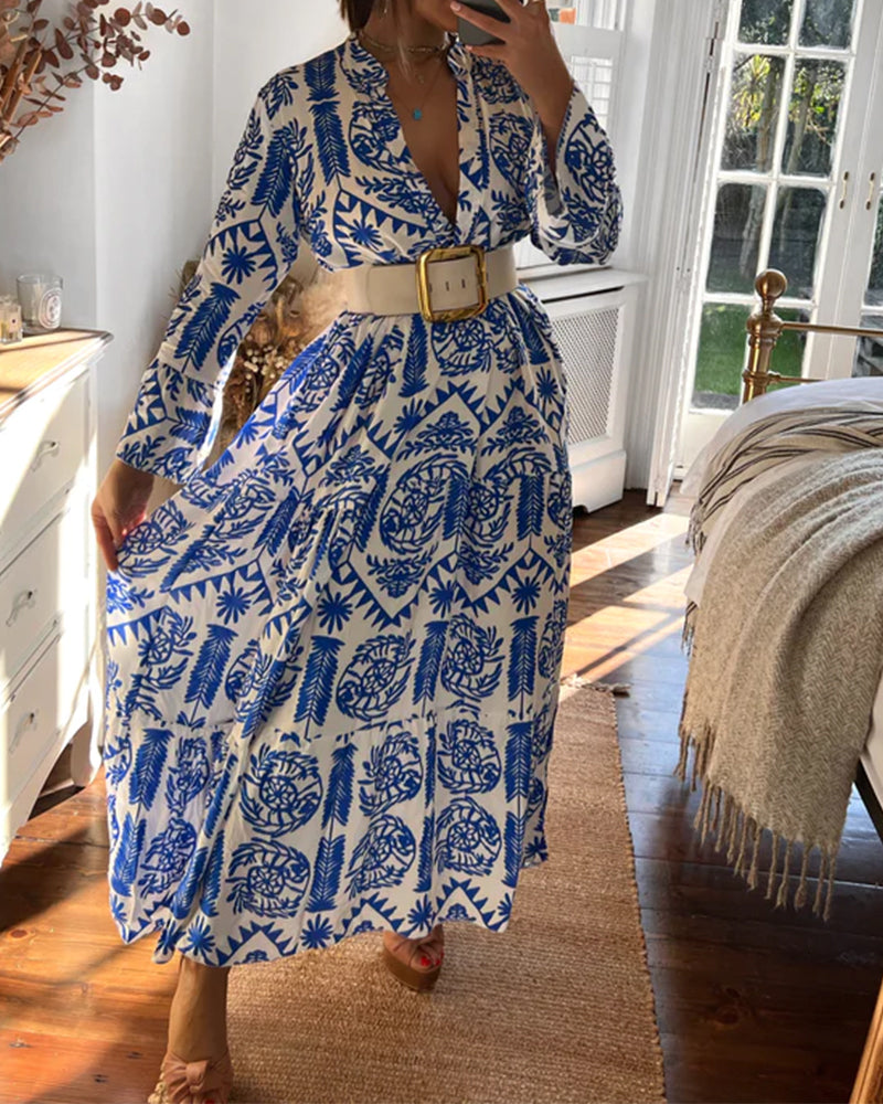 Laduni |  Frauen Langes Blaues Kleid