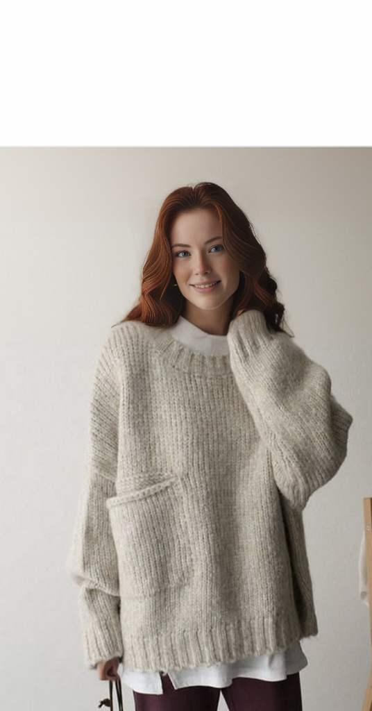 Jelena  | Übergroßer Strickpullover mit Tasche
