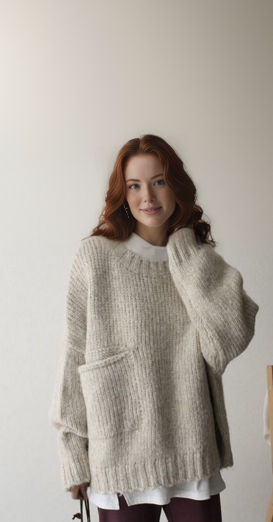 Jelena  | Übergroßer Strickpullover mit Tasche