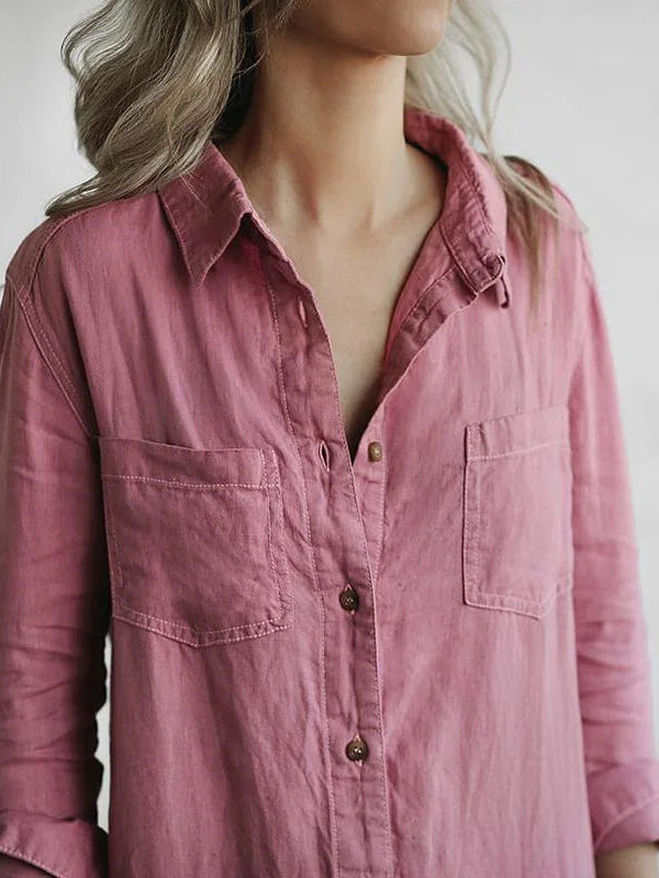 Chiara | Button Up Casual Revers Tasche Langarm Overall