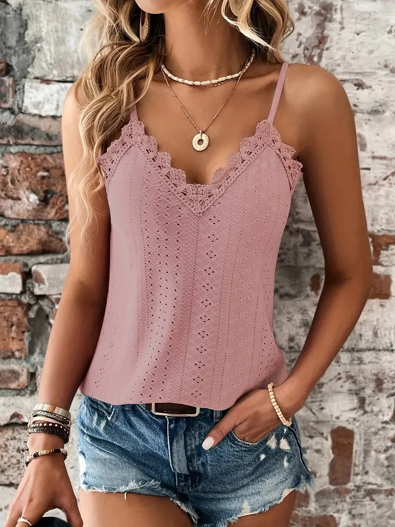 Yolly | Sizzle Öse Kontrast Spitze Cami Top