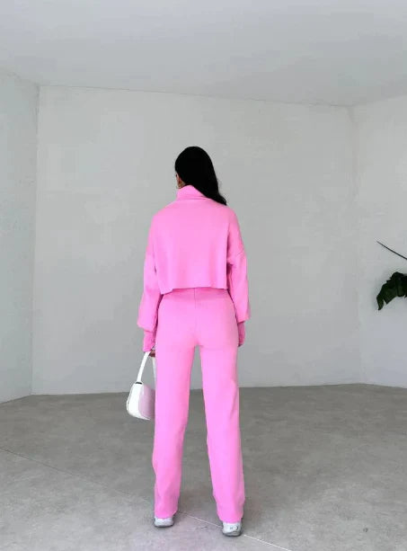 Alicia | Strick-Rollkragenpullover und Hosen-Set