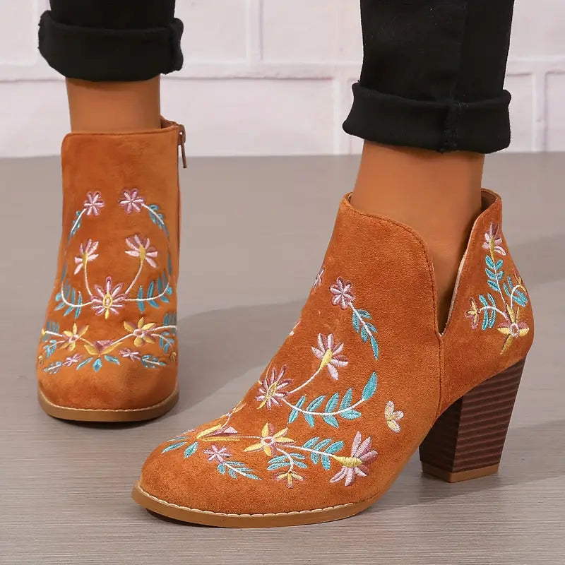 Dane-2 | Damen-Stiefeletten mit Blumenstickerei