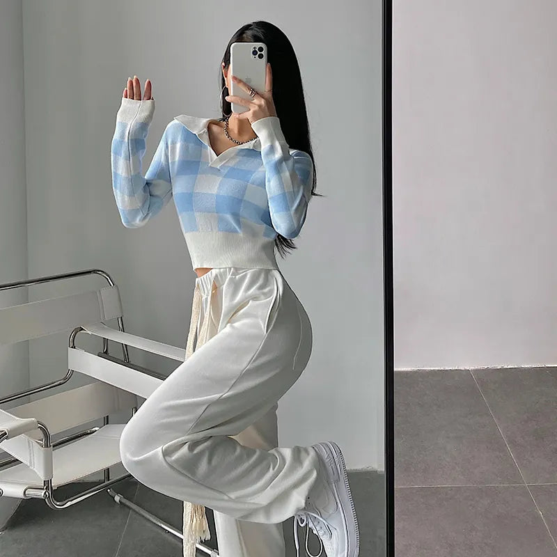 Angelina | Stylischer Pullover Karierter Pullover