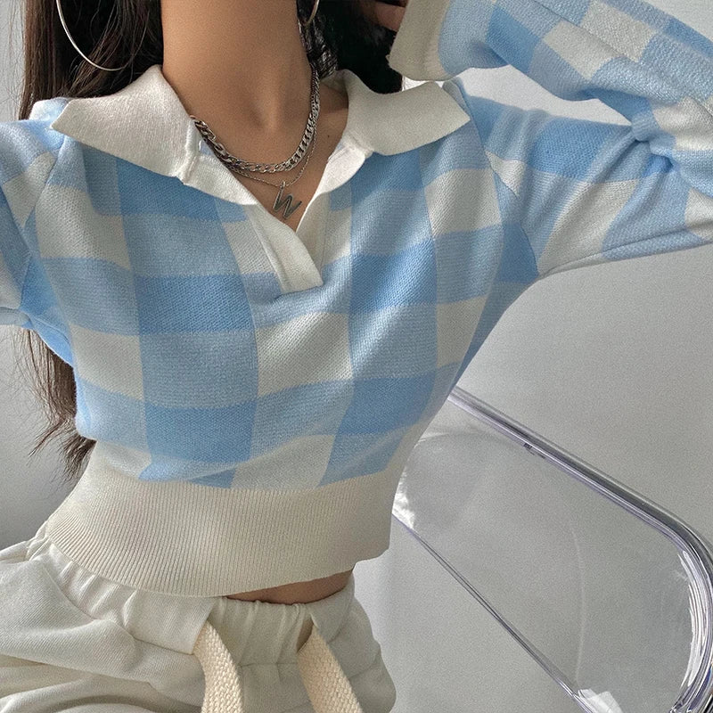 Angelina | Stylischer Pullover Karierter Pullover