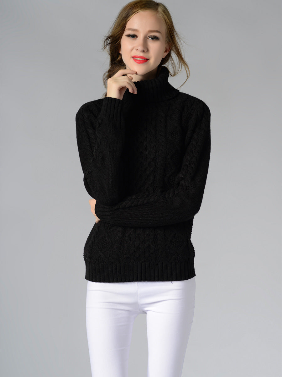 Celina | Damen Pullover mit Zopfmuster und Rollkragen und langen Ärmeln