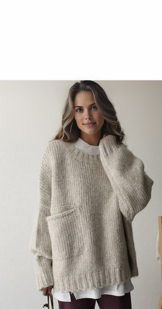 Jelena  | Übergroßer Strickpullover mit Tasche