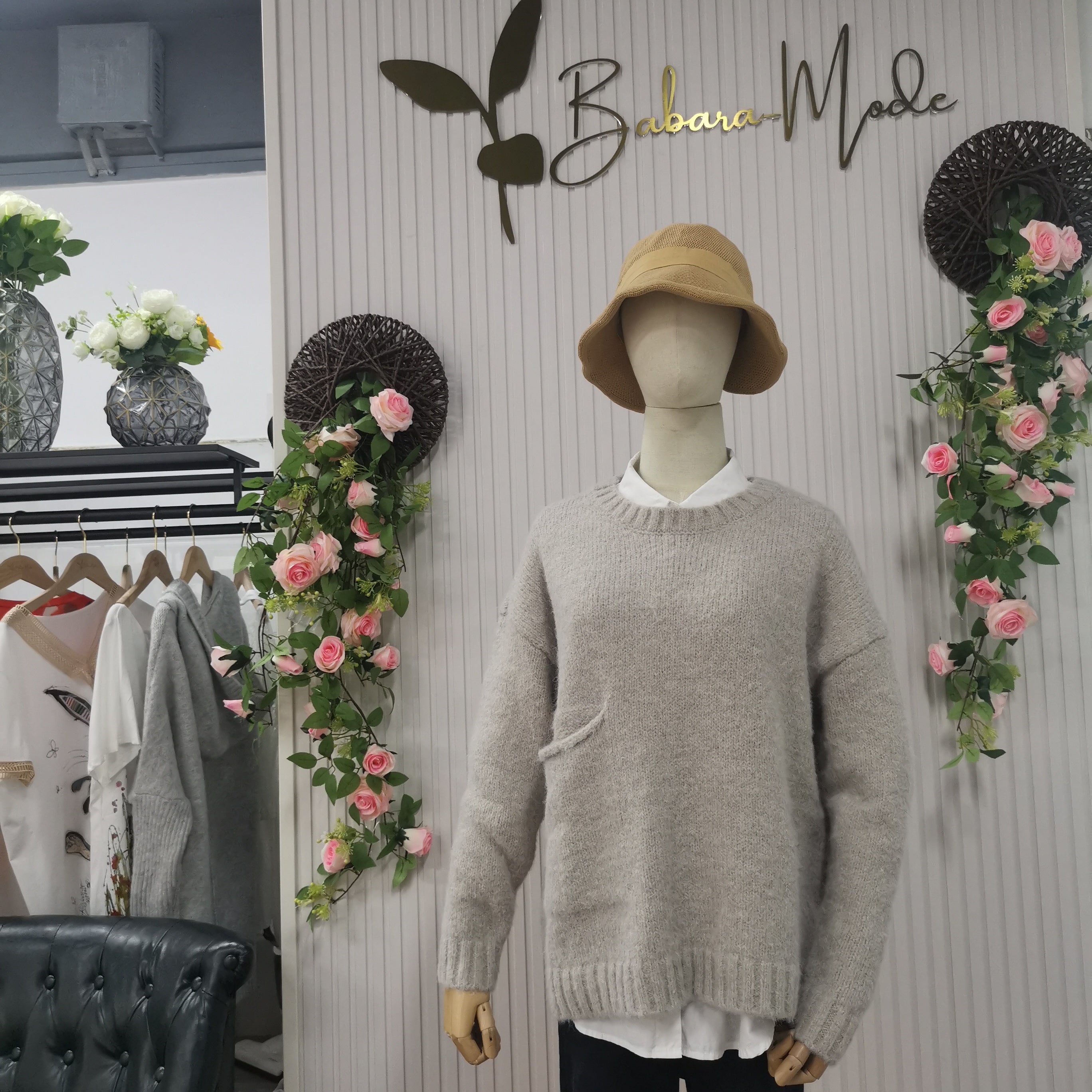 Jelena  | Übergroßer Strickpullover mit Tasche