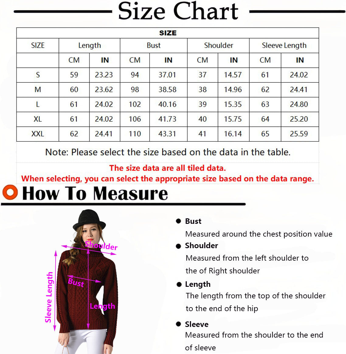 Andie | Damen Rollkragenpullover mit langen Ärmeln und Kabelstrick