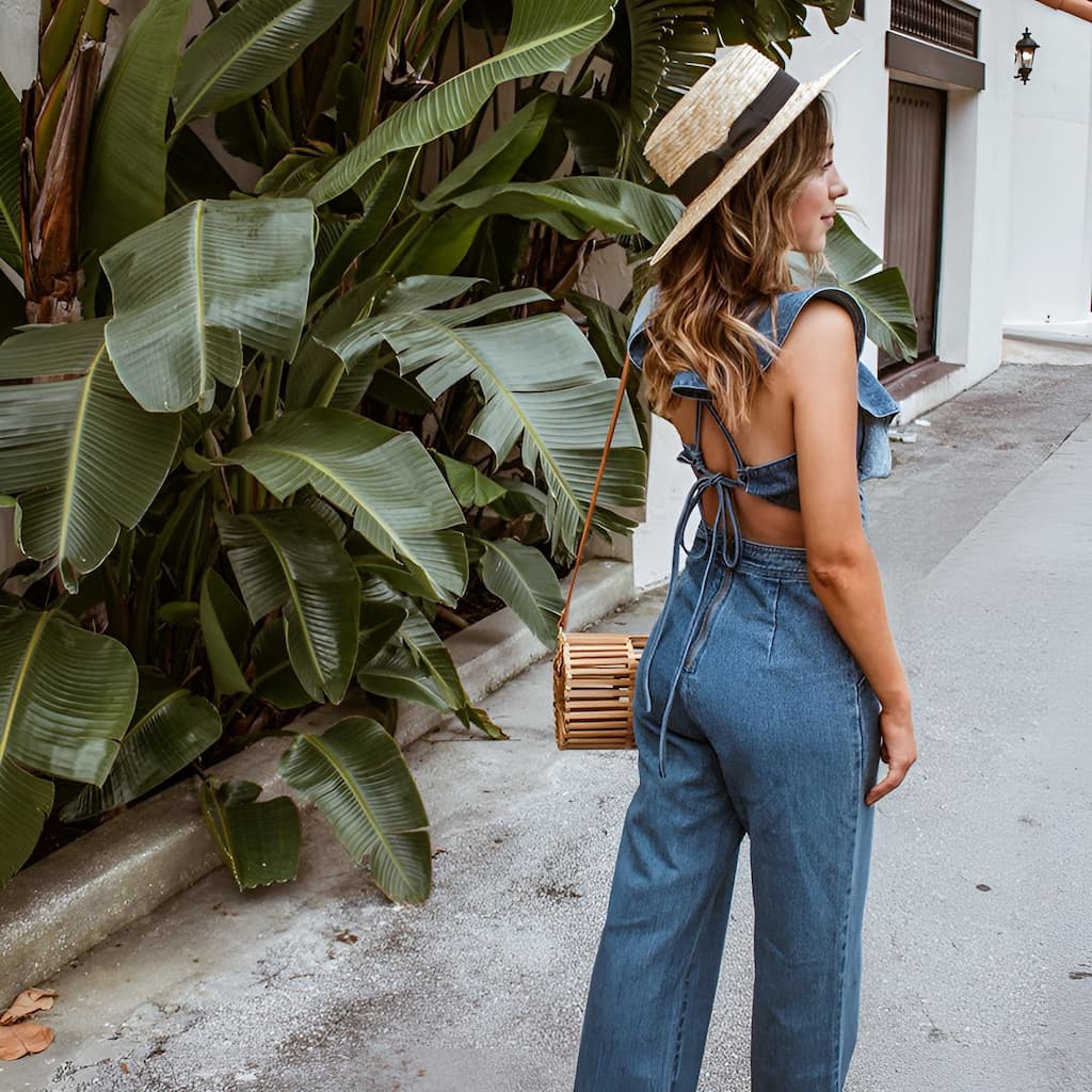 DenimDynasty | Denim-Overall mit offenem Rücken