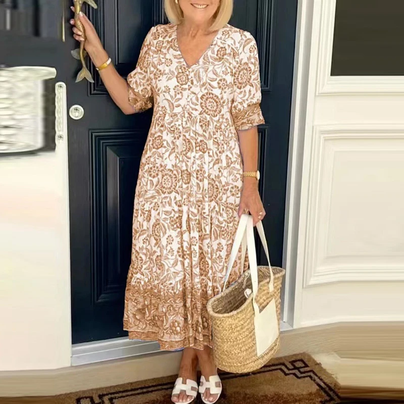 Hannah | Bohème Kleid mit V-Ausschnitt und Blumendruck!