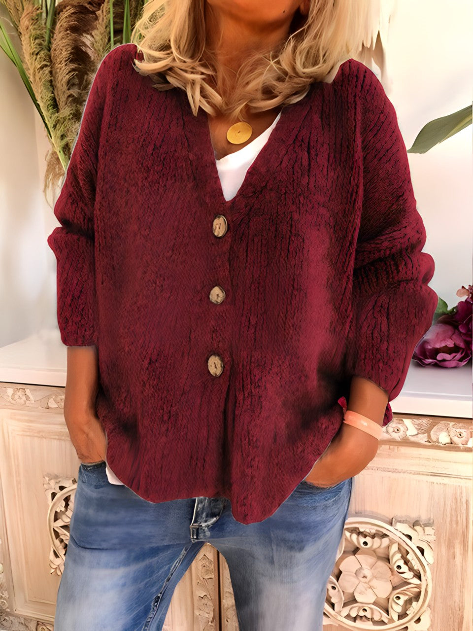 Ulla | Strickjacke mit V-Ausschnitt